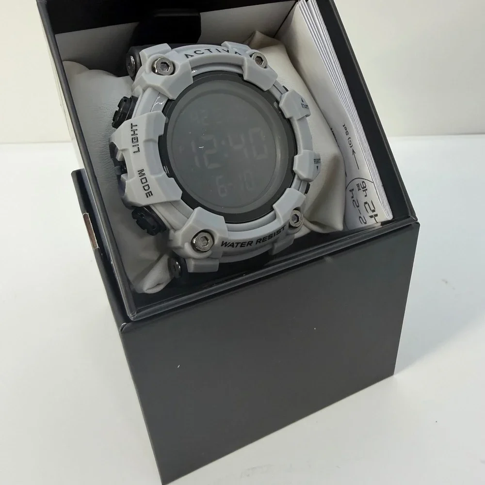 Activa by Invicta Mens Digital Sports Watch Grey Black Water Resist New in Box